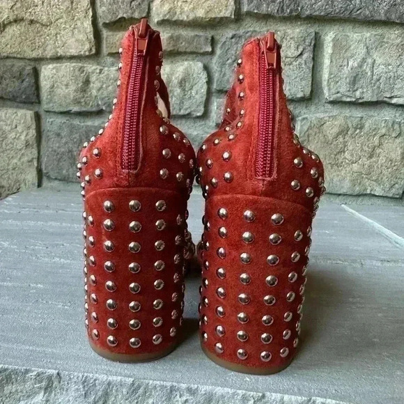 Steve Madden Fara Sandals Rust Suede Leather Studded Ankle Strap SZ 9 - Picture 2 of 8